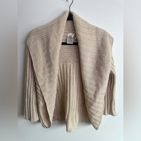 Y2K Chunky Wool Cashmere Open Knit Cream Cozy Cardigan Size XS - Picture 1 of 4